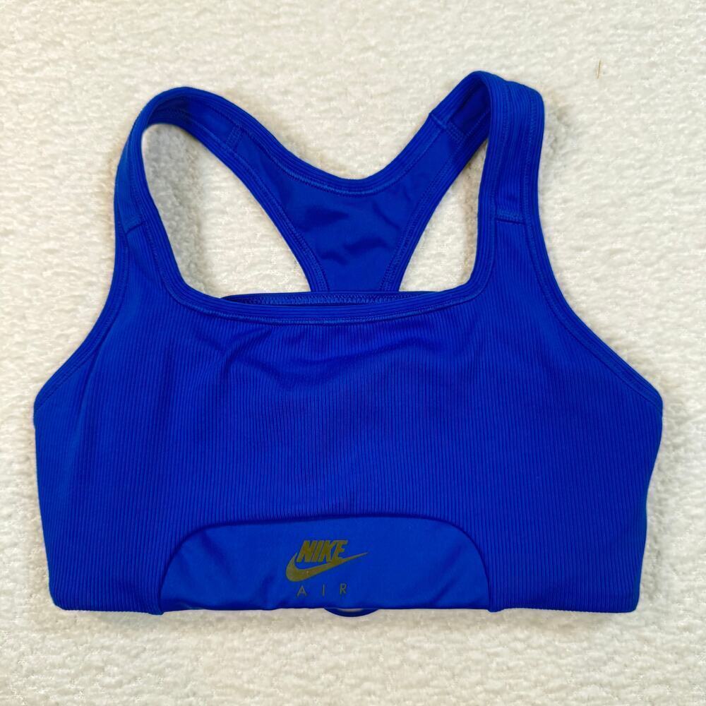 Womens Nike Blue Medium Support Swoosh Sports Bra Size S gym workout